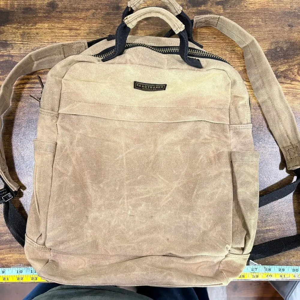 Readywares Supply Co Waxed‎ Canvas Backpack Durable 9 Pockets Hiking Outdoors